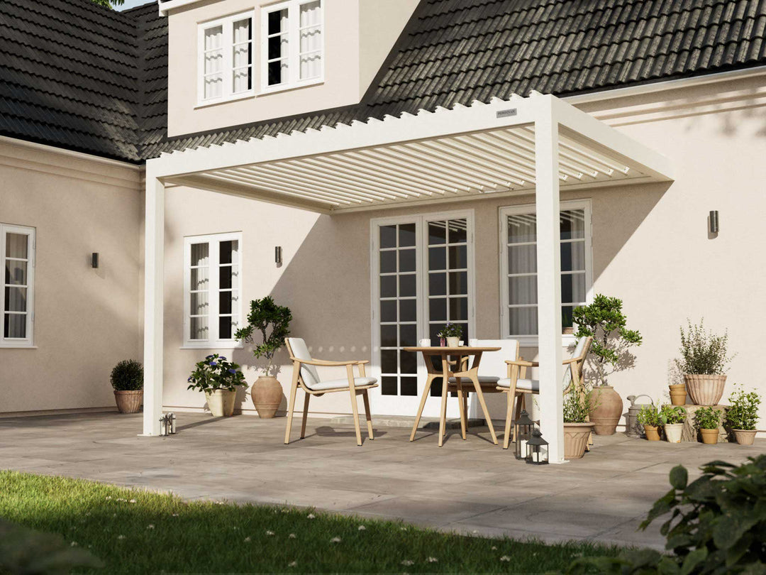 PERGOLUX Pergola S2 Pergola PERGOLUX Weiß 3x4m Wandmontage